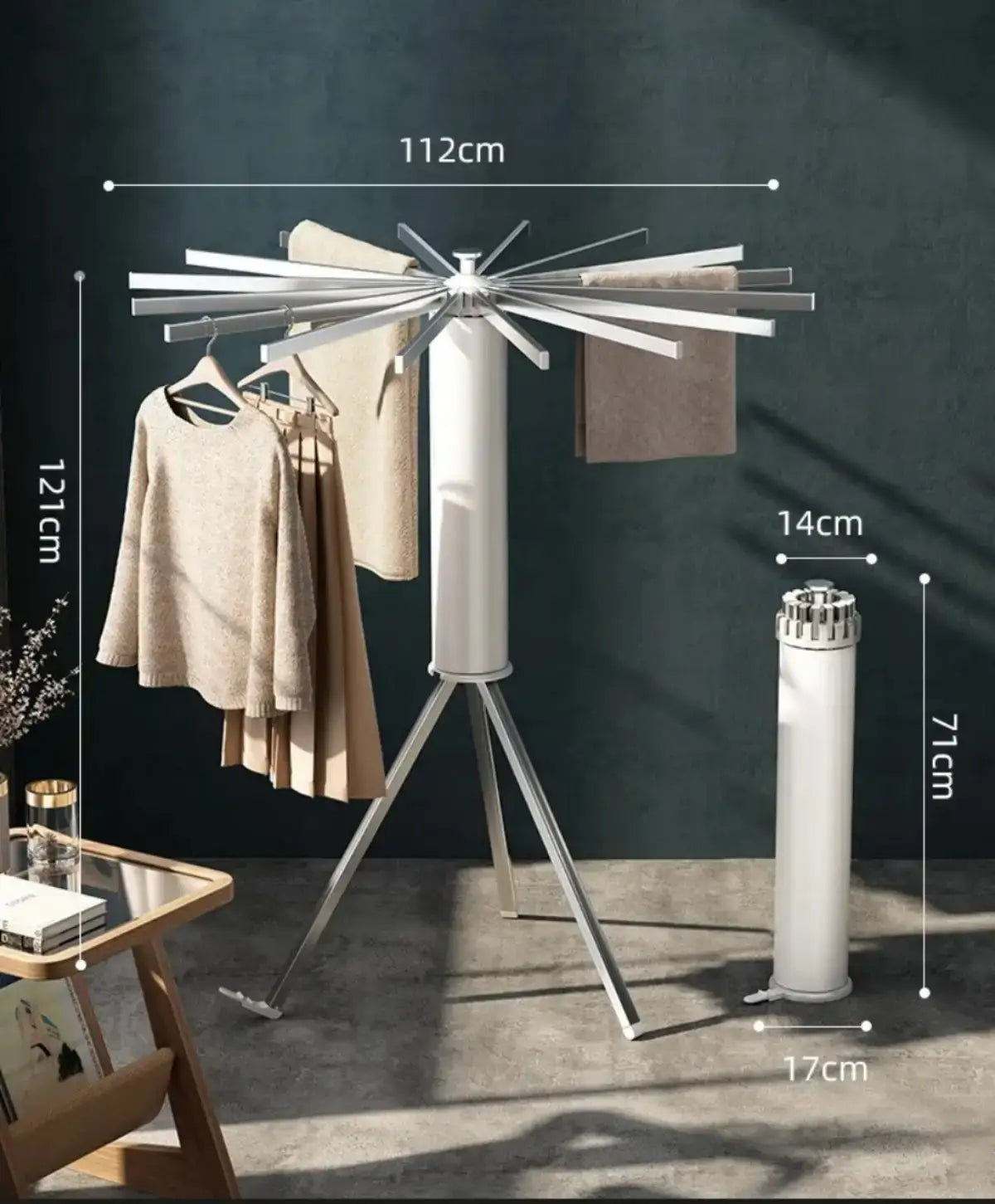 Étendoir à Linge Pliable 16 Bras en Aluminium – Grande Capacité et Gain d'Espace